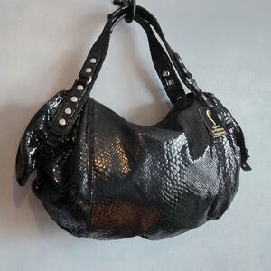 NWT LEGEND BY FORTUNA VALENTINO BLACK REPTILE LEATHER LARGE, PURSE